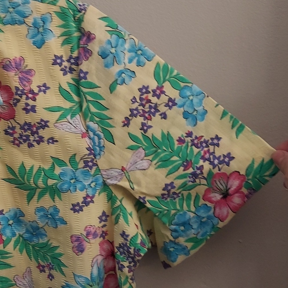 BLAIR Vintage 90's Button Down Faux Tank Floral Short Sleeve Top L Grandmacore - Picture 5 of 13